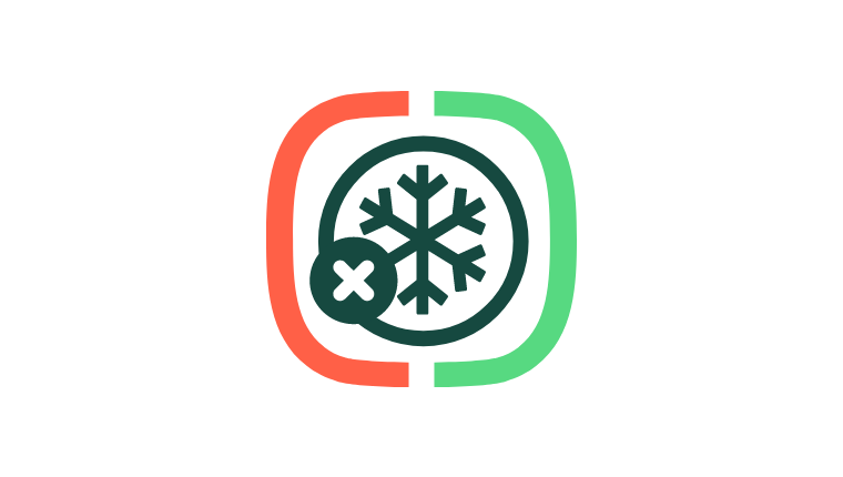 Snowflake icon with a cross mark, indicating do not freeze